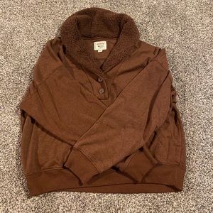 Brown Sherpa Neck Henley Crewneck from American Eagle